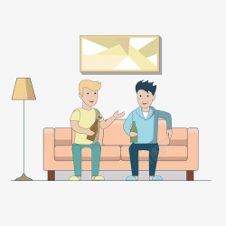 一对沙发好朋友在客厅对话矢量图高清图片