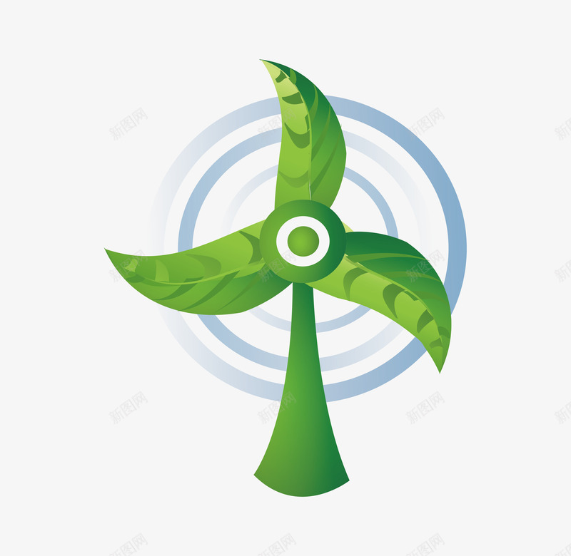 卡通绿色绿叶发电扇图标png_新图网 https://ixintu.com 创意 图标设计 环保图标 绿叶 绿色发电扇 节约用电