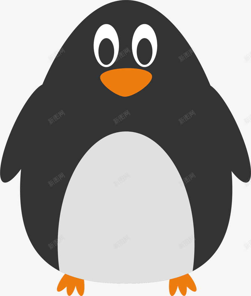 可爱黑色企鹅png免抠素材_新图网 https://ixintu.com 卡通 可爱企鹅 呆萌企鹅 站立 黑色企鹅 黑色眼睛