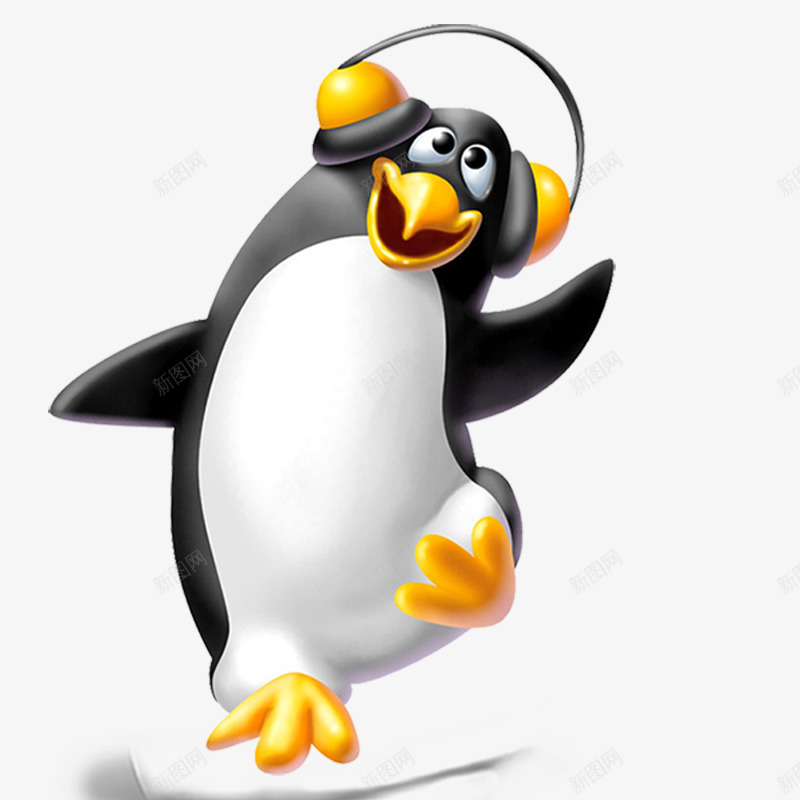 戴耳机的卡通企鹅png免抠素材_新图网 https://ixintu.com 企鹅 卡通素材 耳机