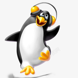 戴羚角的企鹅戴耳机的卡通企鹅高清图片