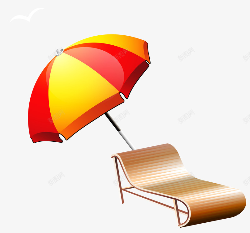 躺椅png免抠素材_新图网 https://ixintu.com 度假 海滩风 躺椅 遮阳伞