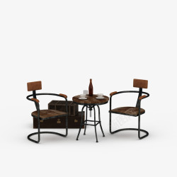 两个棕色欧式咖啡桌椅素材