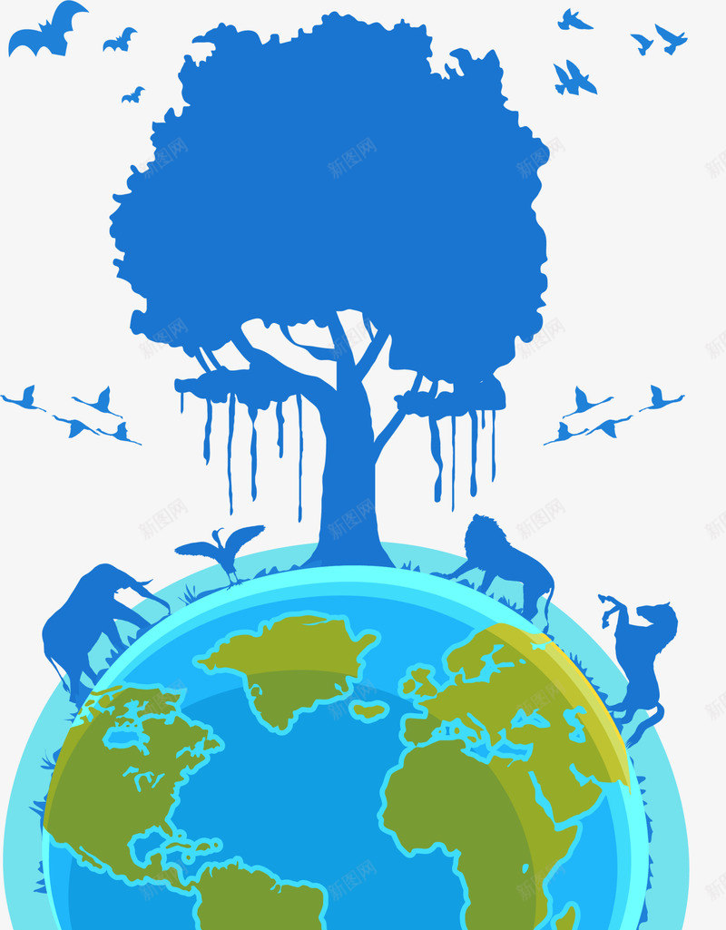 母亲地球日蓝色地球png免抠素材_新图网 https://ixintu.com Day Earth mother 母亲地球日 蓝色地球 蓝色大树