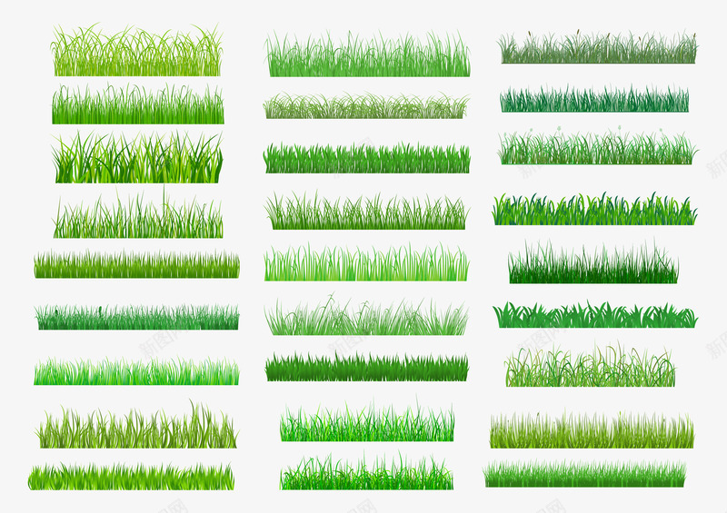 各种草的样式png免抠素材_新图网 https://ixintu.com 小草 绿色 草坪 装饰