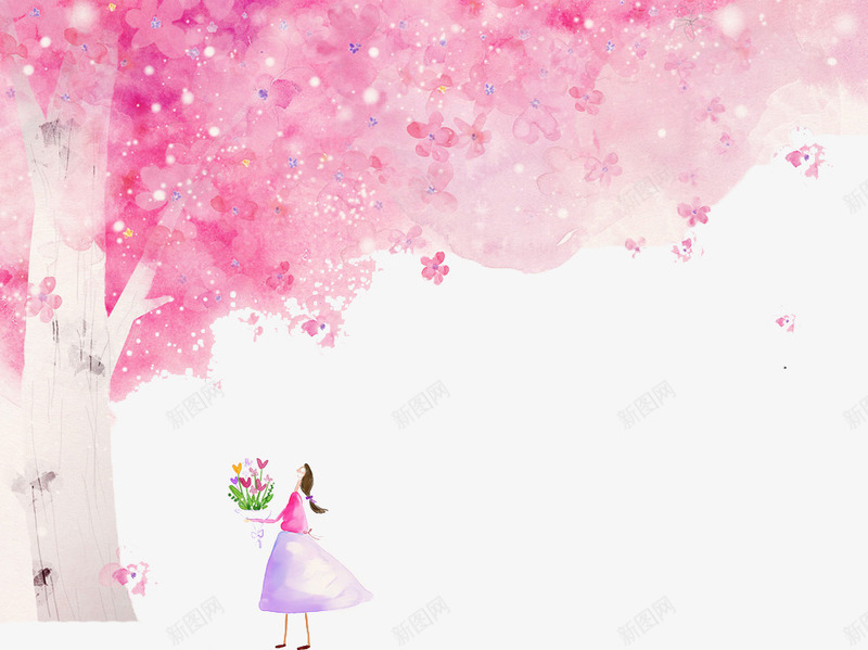 粉色梦幻树png免抠素材_新图网 https://ixintu.com 唯美 大树 梦幻 植物 粉色 花朵