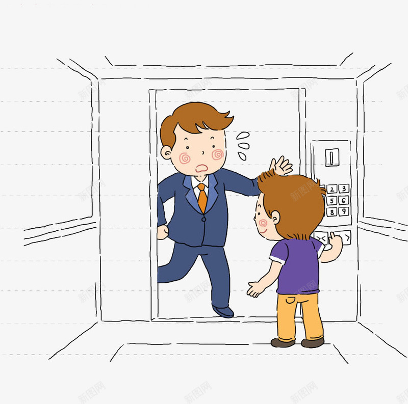 上电梯的人png免抠素材_新图网 https://ixintu.com 卡通 惊讶 手绘 水彩 电梯 男人 男士 简笔画