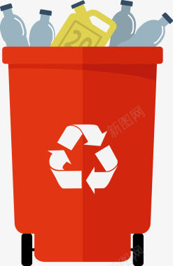 红色扁平化垃圾桶图图标图标