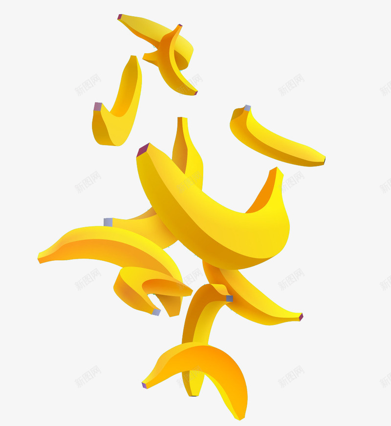 漂浮的香蕉png免抠素材_新图网 https://ixintu.com 卡通 手绘 水彩 水果 漂浮 食物 香蕉 黄色