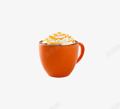 橙色咖啡奶昔png免抠素材_新图网 https://ixintu.com 咖啡 奶昔 奶油 橙色系列 甜品 饮品