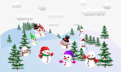 一群小雪人素材