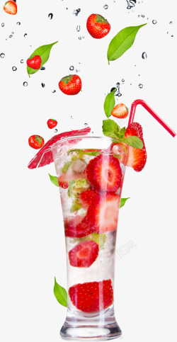 有水滴的草莓水果高清图片