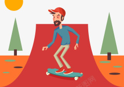 滑滑板的男人矢量图素材