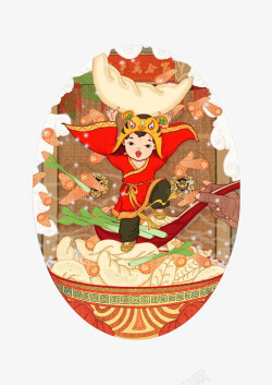 传统吃饺子中国传统节日年画冬至高清图片