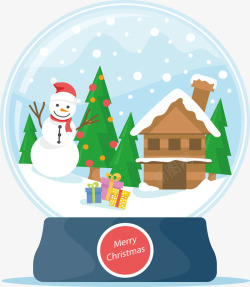 漫天大雪圣诞礼物雪人水晶球高清图片