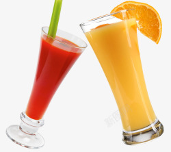 鲜美风格鲜美的橙汁和草莓汁高清图片