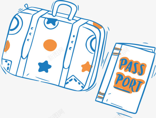 旅游常备物品护照旅行箱小图标矢矢量图图标
