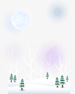 卡片冬季唯美雪景装饰矢量图素材