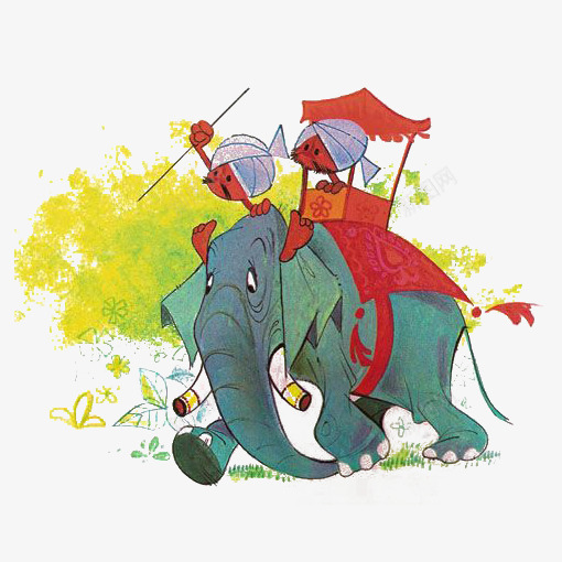 骑大象的男人png免抠素材_新图网 https://ixintu.com 卡通 大象 异域风 手绘 插画 梦幻 童话