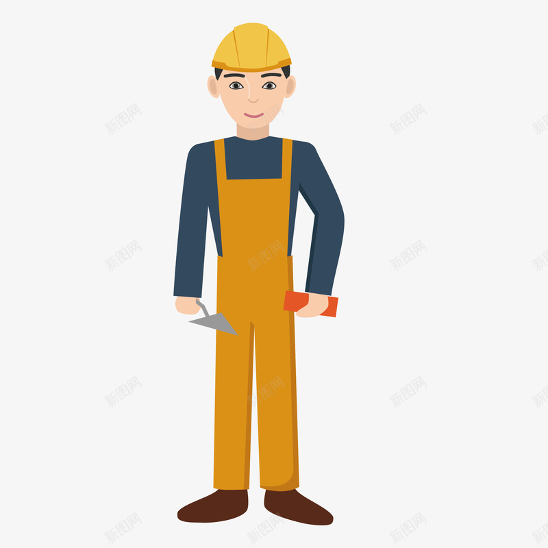 戴帽子的装修工人png免抠素材_新图网 https://ixintu.com 人物 卡通人物 帽子 男人 男孩 男性 装修工人