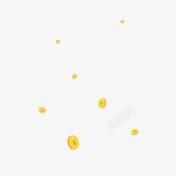 黄色店铺背景漂浮金币高清图片