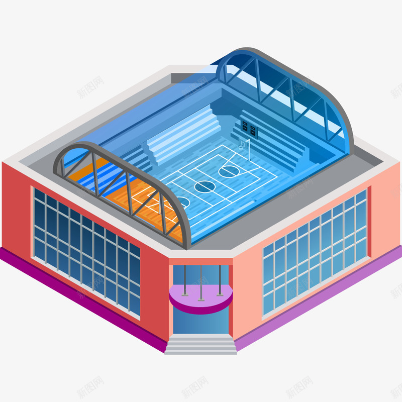 卡通篮球场png免抠素材_新图网 https://ixintu.com 卡通画 球场 矢量装饰 篮球场 装饰