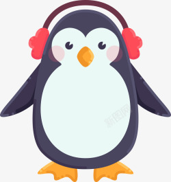 小企鹅图案戴了耳罩的呆萌企鹅高清图片