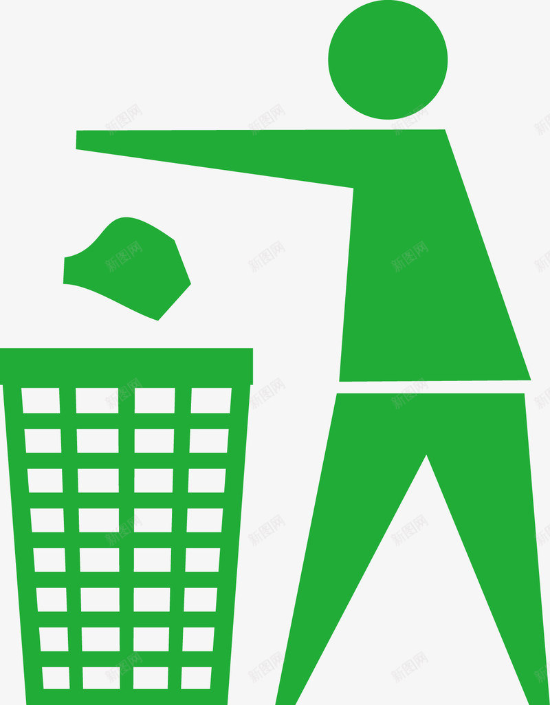 环保png免抠素材_新图网 https://ixintu.com 卡通 垃圾扔到垃圾筐 环保 绿色