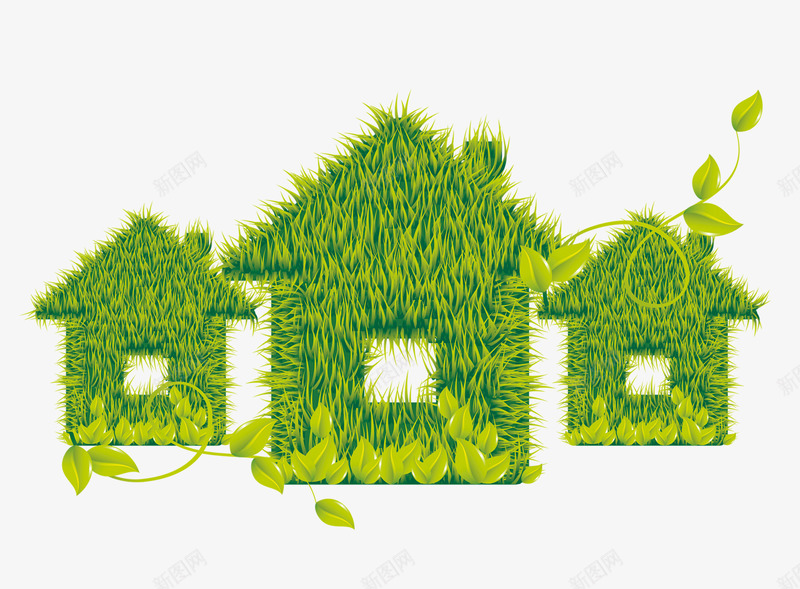 环保绿色小屋png免抠素材_新图网 https://ixintu.com 小屋 环保 环保主题 环保元素 绿色 草屋