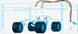 蓝色电子产品创意科技线条汽车跑车信息插画矢量图高清图片