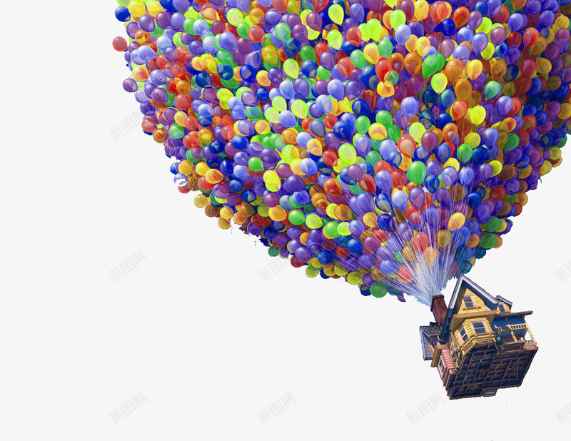飘浮的多彩汽球png免抠素材_新图网 https://ixintu.com 多彩汽球 汽球 飘浮的汽球 飞起来的房子