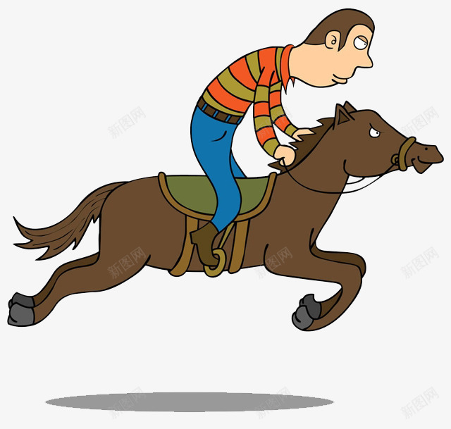 手绘卡通人物飞快的骑马的png免抠素材_新图网 https://ixintu.com 动物 卡通手绘 奔跑的马 牵马 男人 运动 马术比赛 骑马
