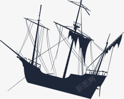 木质帆船剪影矢量图素材