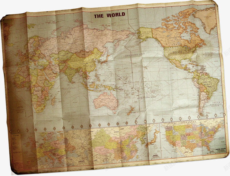 世界地图纸张创意png免抠素材_新图网 https://ixintu.com 世界 创意 地图 纸张