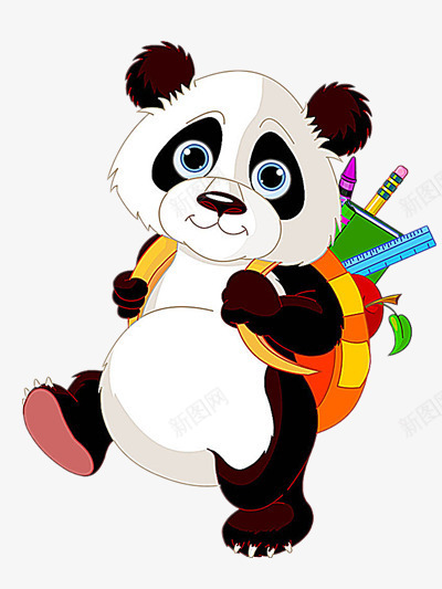 背书包的小熊猫png免抠素材_新图网 https://ixintu.com 书包 动物 画笔 素材