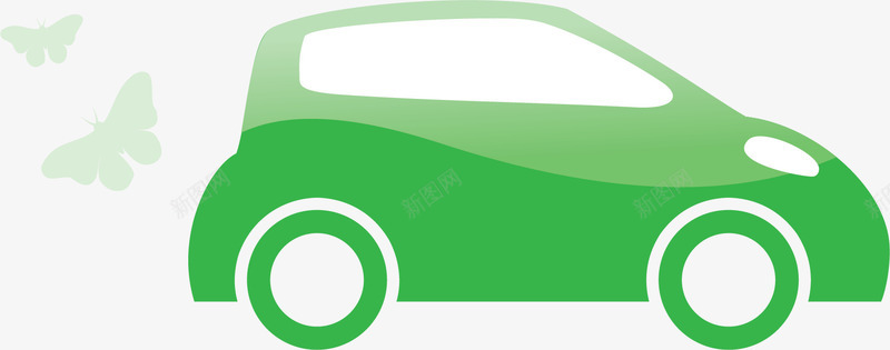 创意绿色环保汽车污染标识图标图标