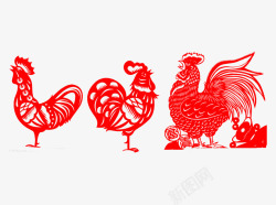 鸡年鸡的剪纸画图素材
