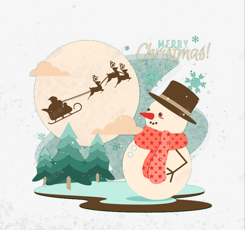 可爱雪人和圣诞雪橇png免抠素材_新图网 https://ixintu.com 可爱 圣诞 雪人 雪橇