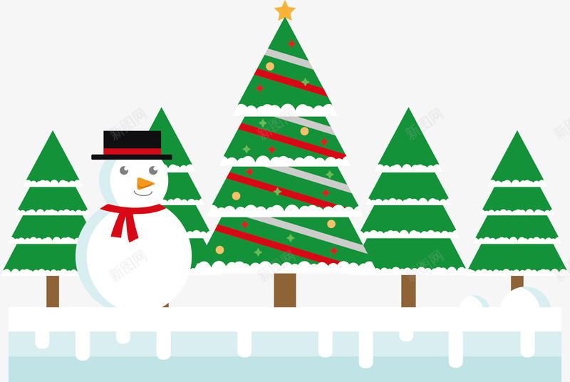 雪地上的圣诞树png免抠素材_新图网 https://ixintu.com 圣诞快乐 圣诞树 圣诞节 矢量png 雪人 雪地