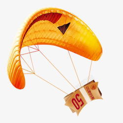 漂浮降落伞手绘优惠券降落伞高清图片