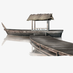 江中春节古典风格木船高清图片