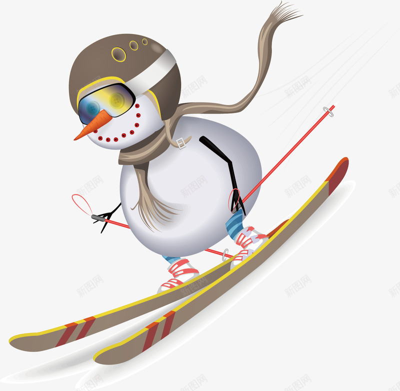 滑雪的雪人矢量图ai免抠素材_新图网 https://ixintu.com 滑雪 滑雪板 雪人 矢量图