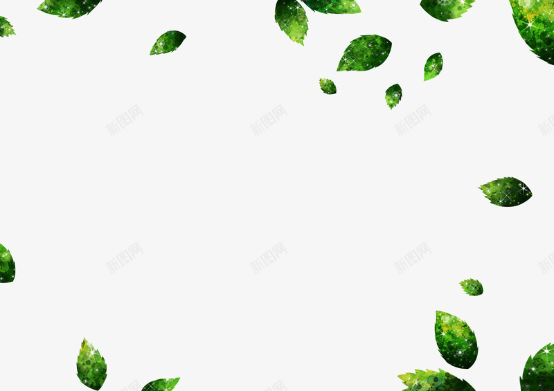 手绘绿色不规则漂浮树叶png免抠素材_新图网 https://ixintu.com 不规则 树叶 漂浮 绿色