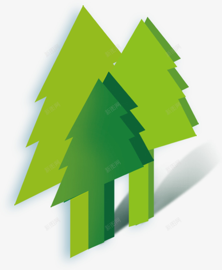 三棵绿色大树装饰png免抠素材_新图网 https://ixintu.com 三棵 大树 绿色 装饰