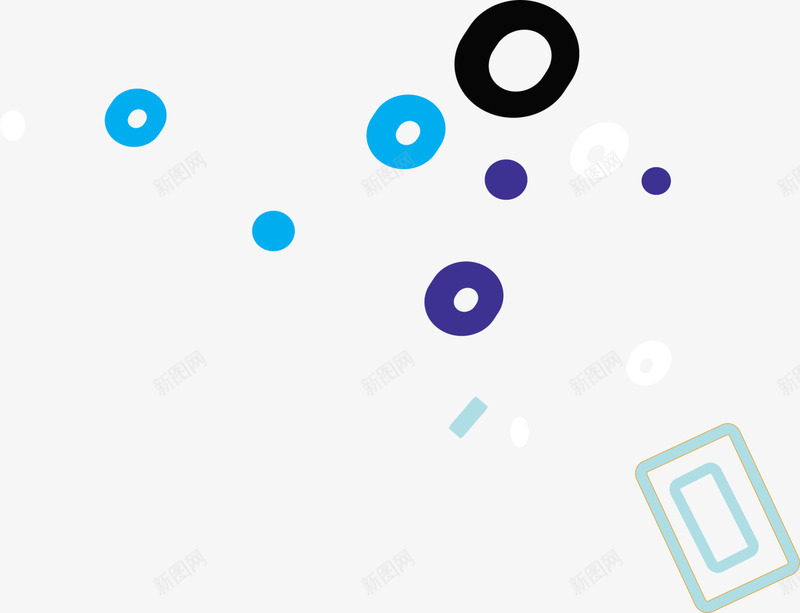 蓝色卡通圆圈png免抠素材_新图网 https://ixintu.com 几何圆圈 卡通圆环 方块 漂浮圆点 蓝色圆圈