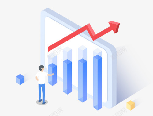 蓝色手绘的商务数据png免抠素材_新图网 https://ixintu.com 卡通手绘 数据 男人 箭头 蓝色数据 装饰图