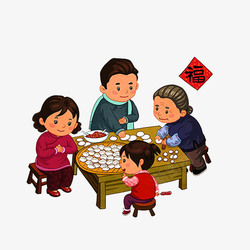 一家人一起包饺子一家人过年包饺子高清图片
