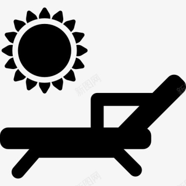 甲板上的椅子在阳光下图标图标
