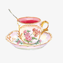 红茶杯子手绘画片素材