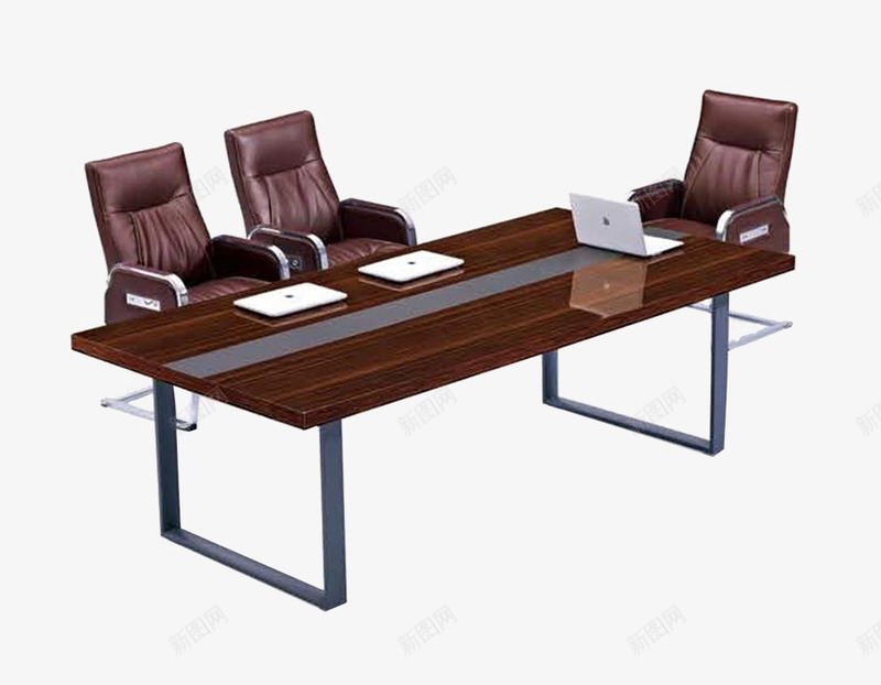 洽谈桌子png免抠素材_新图网 https://ixintu.com 商务 方形桌子 洽谈桌 皮质椅子 褐色